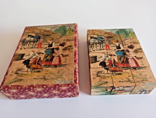 Ancien jeu cubes bois - de,